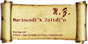 Marincsák Zoltán névjegykártya